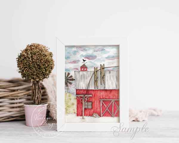 Digital Print Farm Life No.17 Watercolor Painting Instant Download