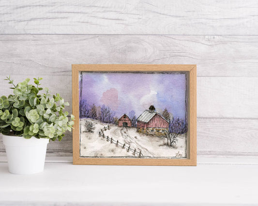 Digital Print Farm Life No.9 ACEO Watercolor Painting Instant Download
