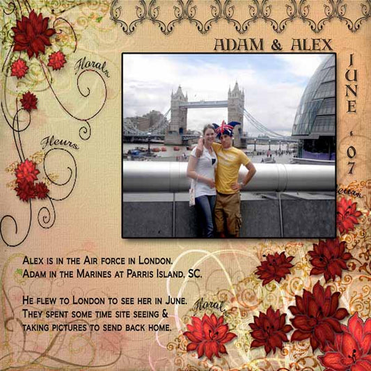 Digital Scrapbooking Floral & Fleurs Quick Page No.1 Instant Download