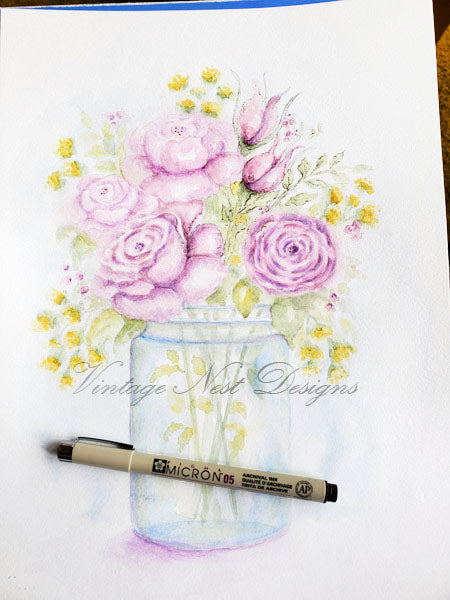 Digital Print Florals No.14 Watercolor Painting Instant Download