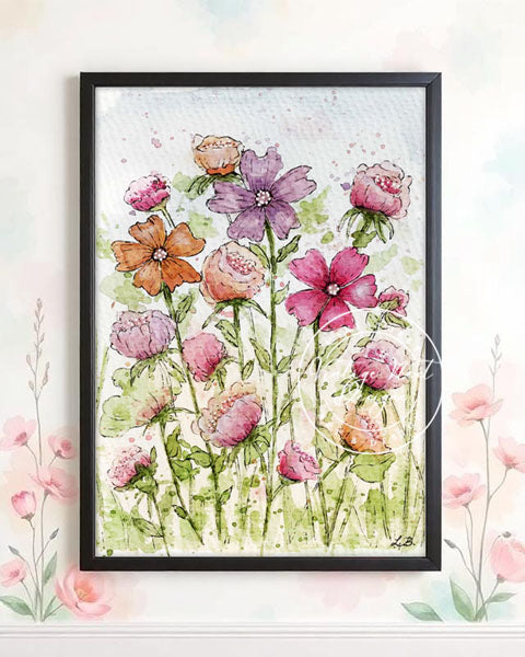 Digitale Drucke Schnörkel Nr.15:2 Aquarellmalerei Sofort-Download