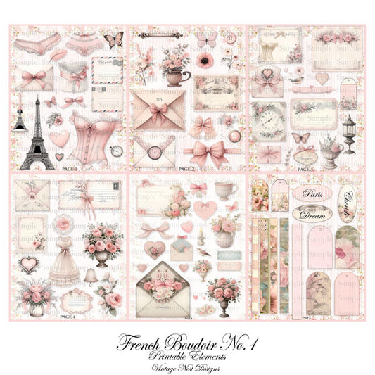 Digital Scrapbooking French Boudoir No.1 Kit Instant Download
