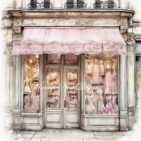 Französisches Modegeschäft Nr. 4 Digitaldruck-Illustration