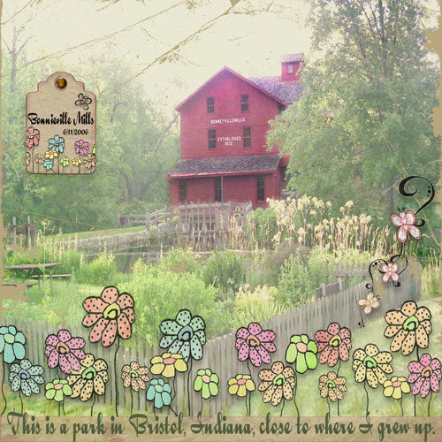 Digitales Scrapbooking Lustige Blumen Quick Page Nr.1 Sofort-Download