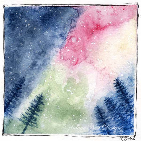 Digitaldruck Galaxie der Sterne Nr. 1 Aquarellmalerei Sofortiger Download
