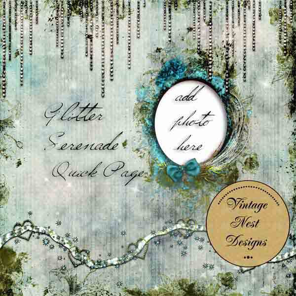 Digitales Scrapbooking Glitter Serenade Schnelle Seite Nr. 1 Sofortiger Download