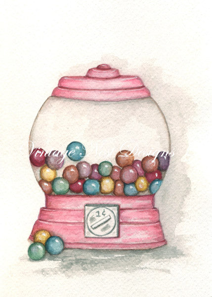 Digitaldruck Kaugummibonbons Nr. 1 Aquarell Sofort-Download