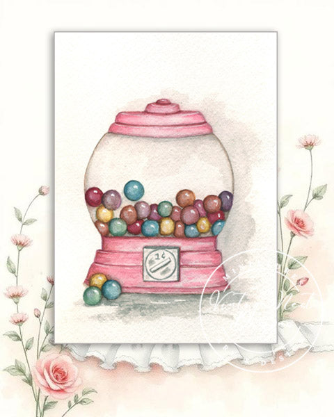Digitaldruck Kaugummibonbons Nr. 1 Aquarell Sofort-Download