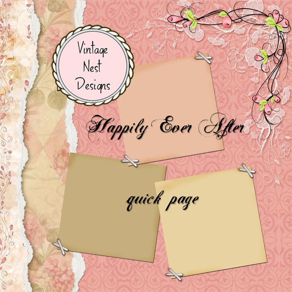 Digitales Scrapbooking Happily Ever After Quick Page Nr. 1 Sofort-Download
