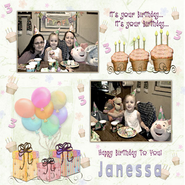 Digitales Scrapbooking "Alles Gute zum Geburtstag"-Kit Sofort-Download