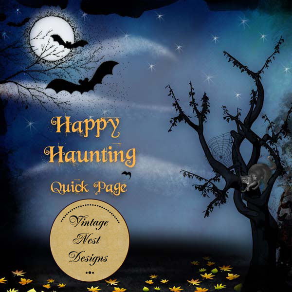 Digital Scrapbooking Happy Haunting Quick Page Nr. 1 Sofort-Download
