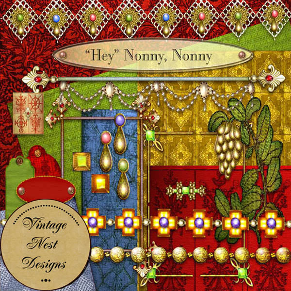 Digitales Scrapbooking Hey Nonny Nonny Kit Sofort-Download