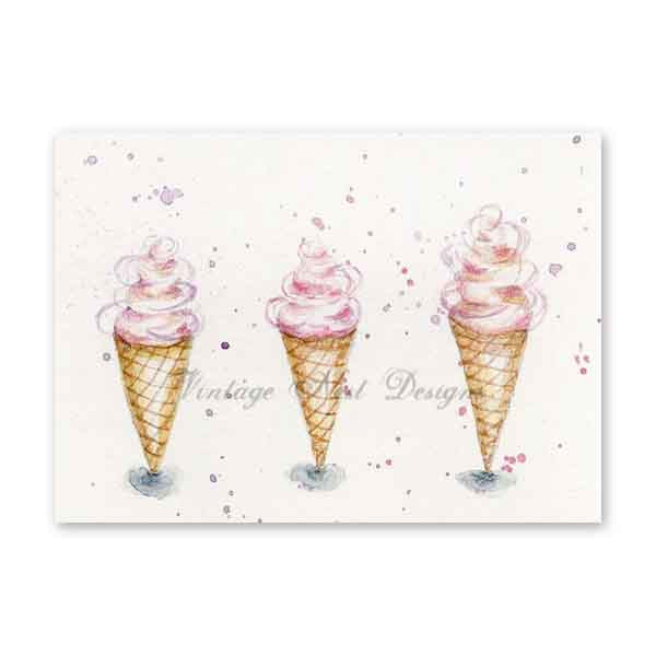 Eistüte Nr. 3 ACEO Digitaldruck Aquarellmalerei