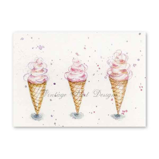 Digital Print Ice Cream Cone No.3 ACEO Watercolor Painting Instant Download