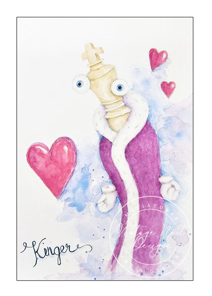 Digitaldruck Kinger Nr.1 Kinderfigur Aquarellmalerei Sofort-Download