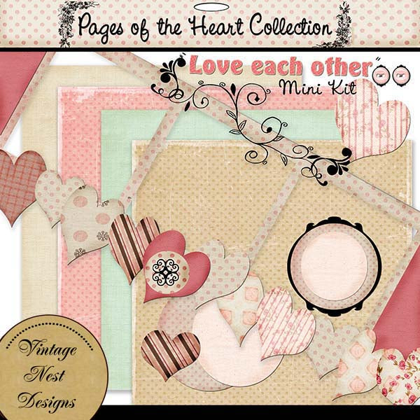 Digital Scrapbooking Love Each Other Mini Kit Illustration Instant Download