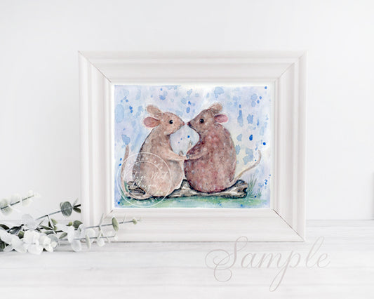 Digital Print Mice No.9 Watercolor Painting Instant Download