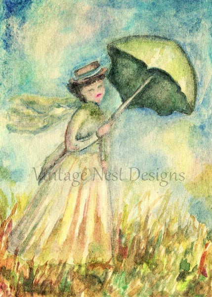 Digitaldruck Monet Nr. 1 ACEO Aquarell Gemälde Sofort-Download