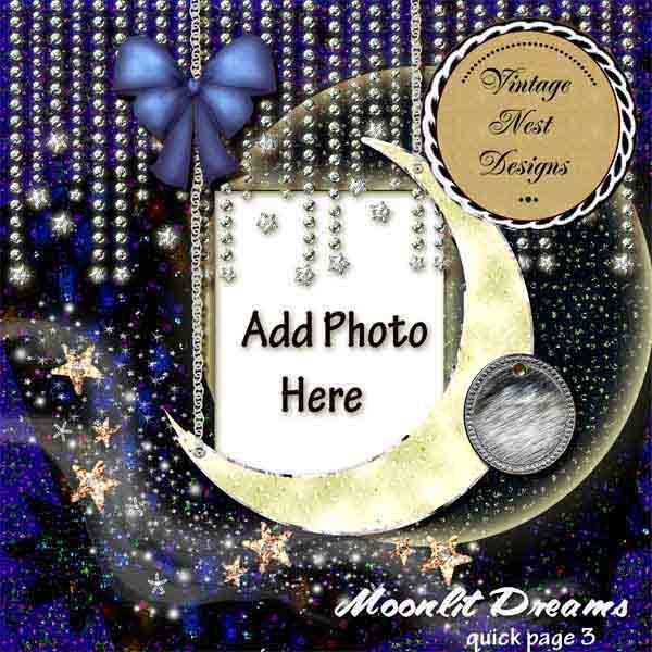 Digital Scrapbooking Moonlit Dreams Quick Page No.3 Instant Download