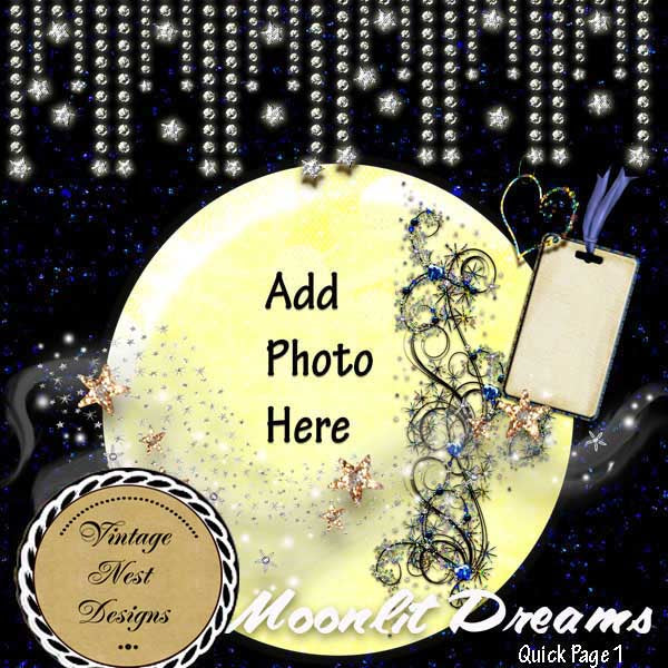 Digital Scrapbooking Moonlit Dreams Quick Page Nr. 1 Sofort-Download
