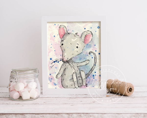 Digitaldruck Maus Nr.6 ACEO Aquarell Instant Download