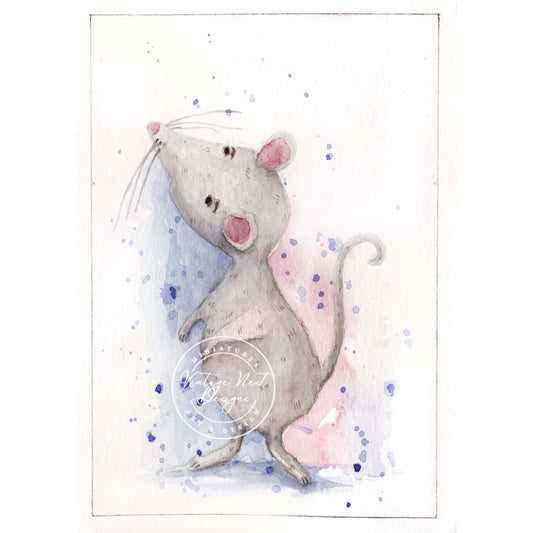 Digital Print Mouse No.7 Watercolor Painting Instant Download