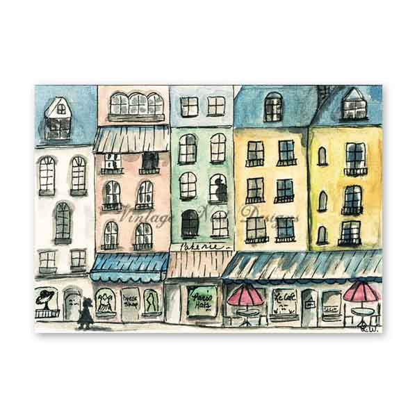 Digital Print Paris Shopping in the City No.1 ACEO Watercolor Wall Decor Instant Download
