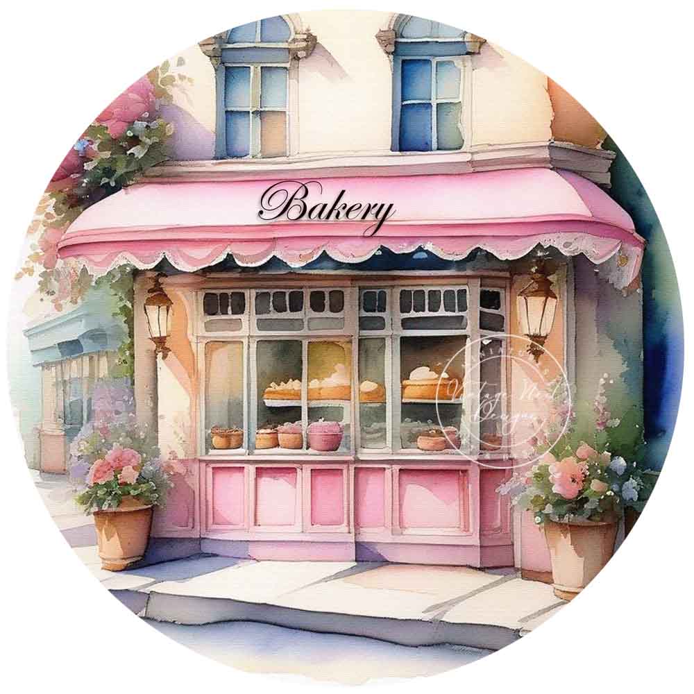 Rosa Bäckerei Nr. 1 Digitale Kunstdruck-Illustration
