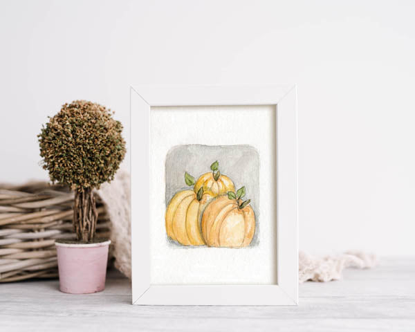 Digital Print Pumpkins No.1 Watercolor Painting Instant Download