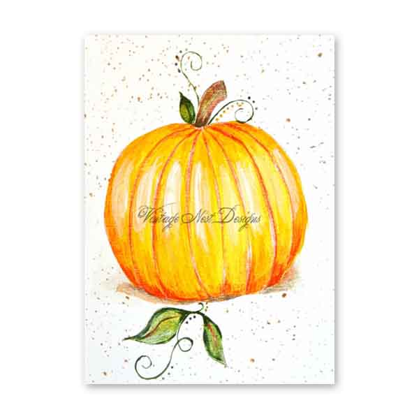 Digital Print Pumpkins No.2:2 Watercolor Painting Instant Download