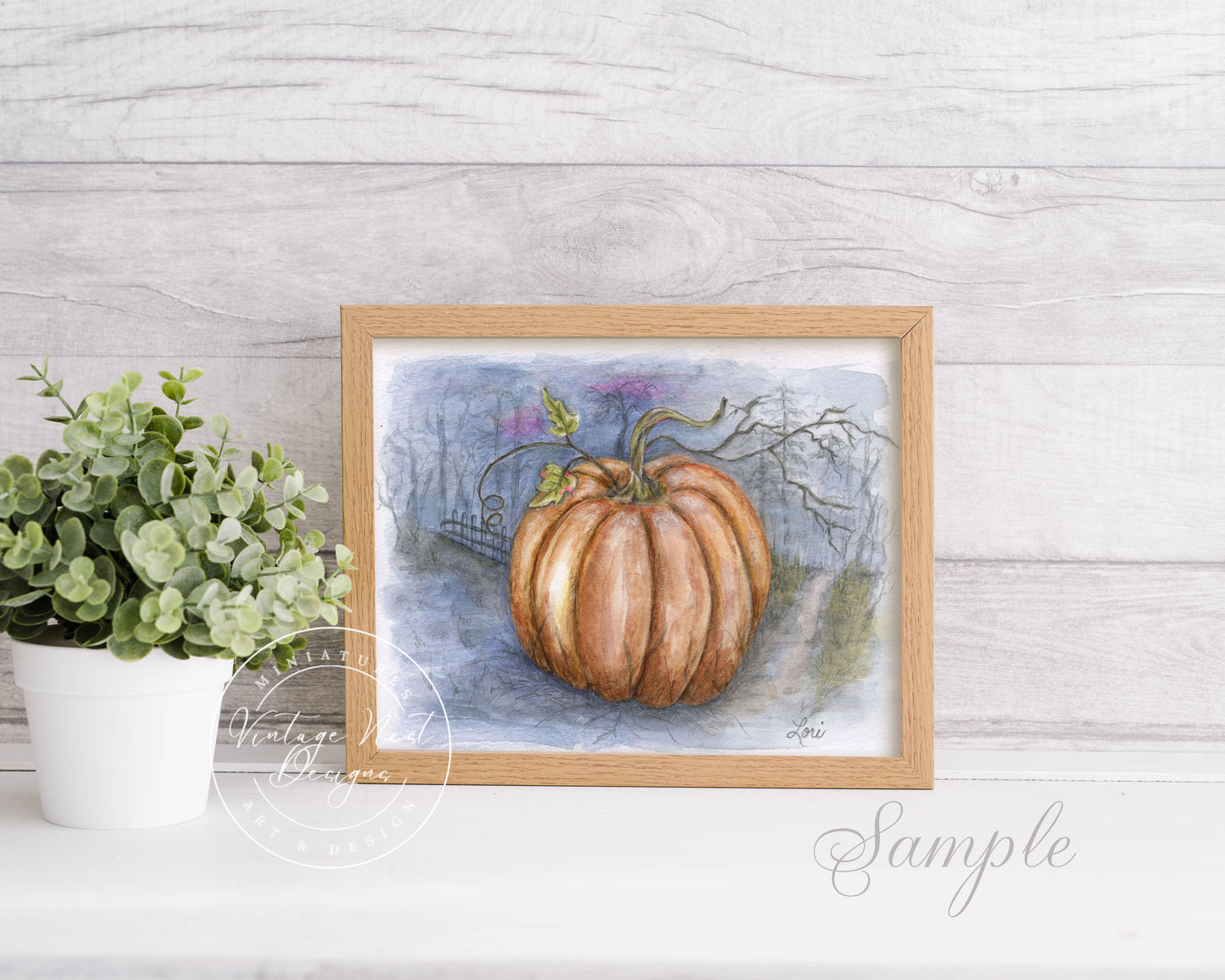 Digital Prints Halloween Pumpkins No.6:1 Watercolor Painting Instant Download