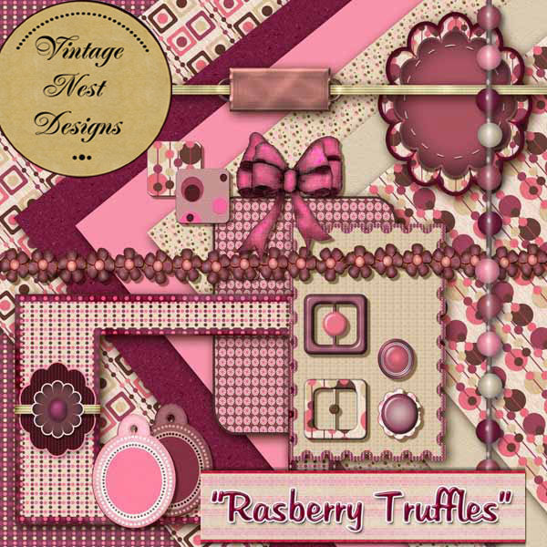 Illustration numérique de kit de truffes aux framboises pour scrapbooking
