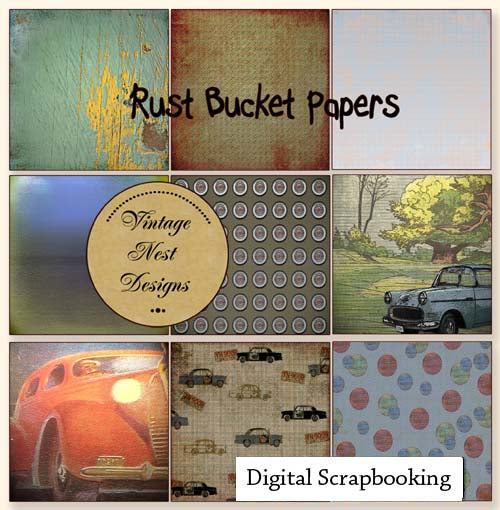 Digital Scrapbooking Rust Bucket Kit Scrapbooking Instant Download