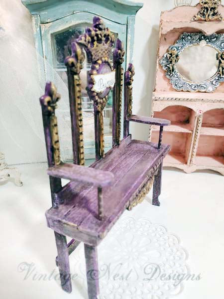 Miniature Shabby Princess Bench No.5 Handmade for Dollhouse