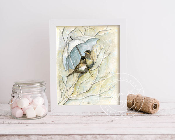 Digitaldruck Wintervögel Nr. 1 Aquarell-Sofort-Download
