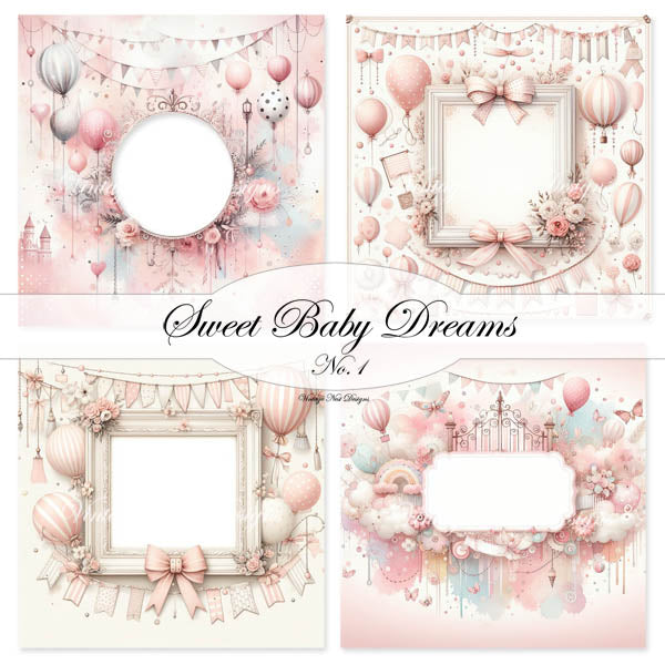 Digitaldruck Süße Babyträume Nr.1 Scrapbooking-Illustration Sofort-Download