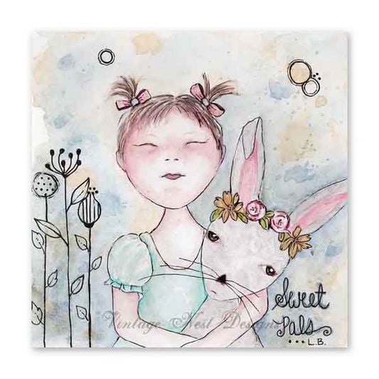 Digital Print Sweet Pals No.1 Watercolor Painting Instant Downlload