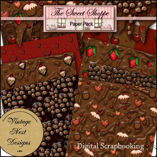 Die Süßigkeiten-Shop-Kit Digitale Scrapbooking-Illustration