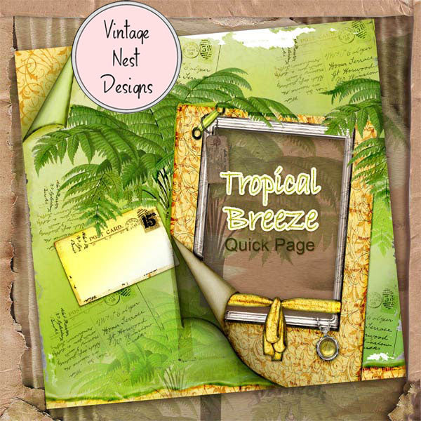Digital Scrapbooking Tropical Breeze No.1 Quick Page Instant Download