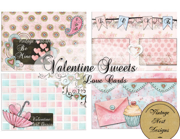 Valentins-Süßkarten Nr. 1 Digitaldrucke Scrapbooking
