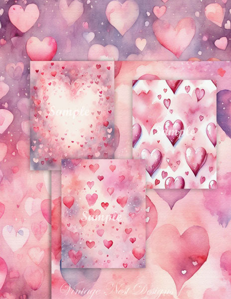 Valentinstag Papier-Set Nr. 2 Digitaldrucke Illustration Scrapbooking