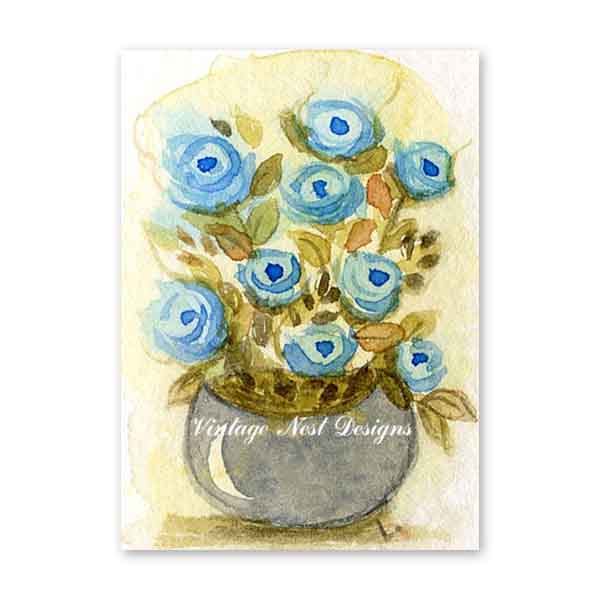 Digital Print Florals No.2 Dollhouse Miniature Watercolor Painting
