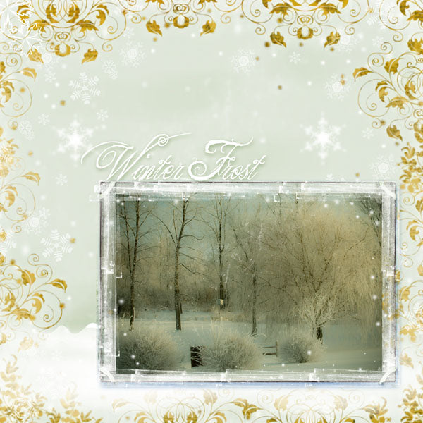 Digital Scrapbooking Winter Frost Quick Page No.1 Illustration Instant Download