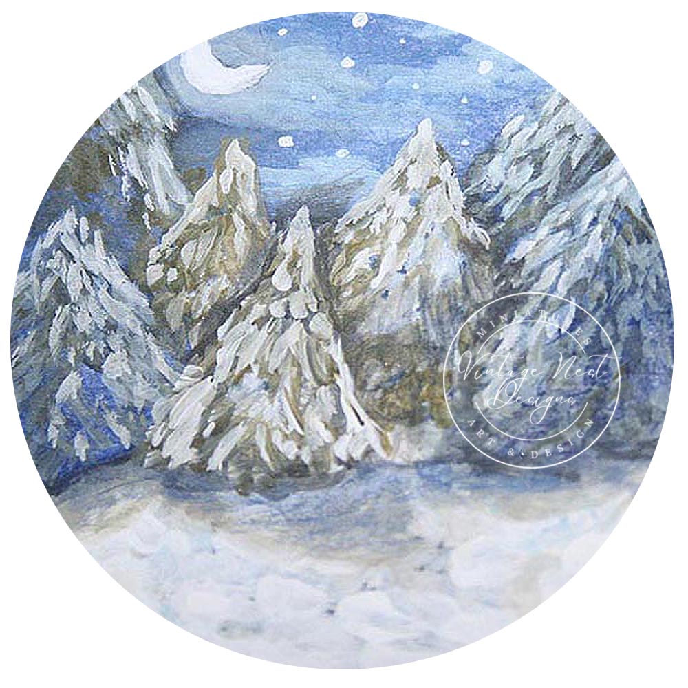 Digitaler Kunstdruck Winternächte Nr.1 Puppenhaus Miniatur Acrylbild