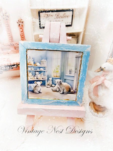 A Babies Room No.1:1 Dollhouse Miniature Handmade Wooden Framed Art image 5