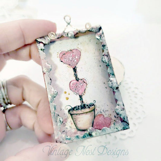 Metal Framed Valentine Topiary No.2 Dollhouse Miniature Handmade image 1