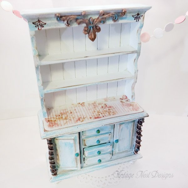 Blue Cabinet No.85 Dollhouse Miniature Handmade image 4