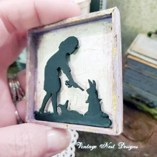 Child Silhouette No.10 Dollhouse Miniature Handmade image 1