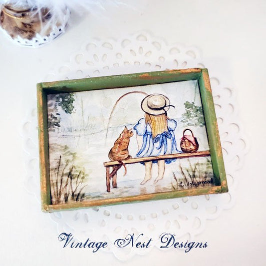 Cat Fishing No.1:2 Dollhouse Miniature Handmade image 1