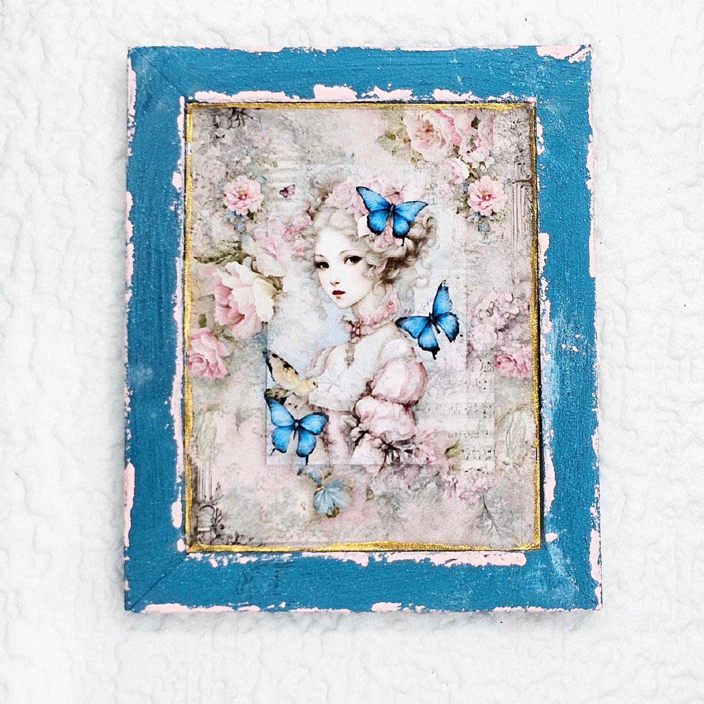 Miniature Marie Antoinette No.6 Handmade for Dollhouse Wooden Framed Art